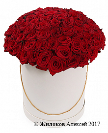 Букет 101 красная роза в шляпной коробке