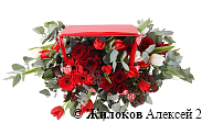 Букет Алый соблазн в шляпной коробке
